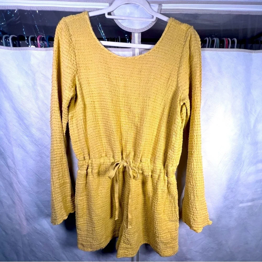 NWT FREE PEOPLE Laidback Lover Romper Size Medium Color Sunny Honey - Picture 7 of 8